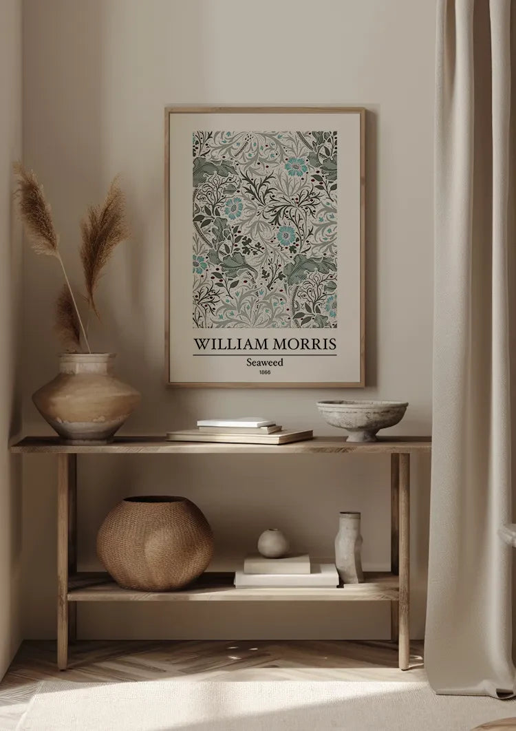 William Morris Seaweed Groen Blauw Botanisch Vloeiend Bloemenpatroon Klassiek Kunst Schilderij