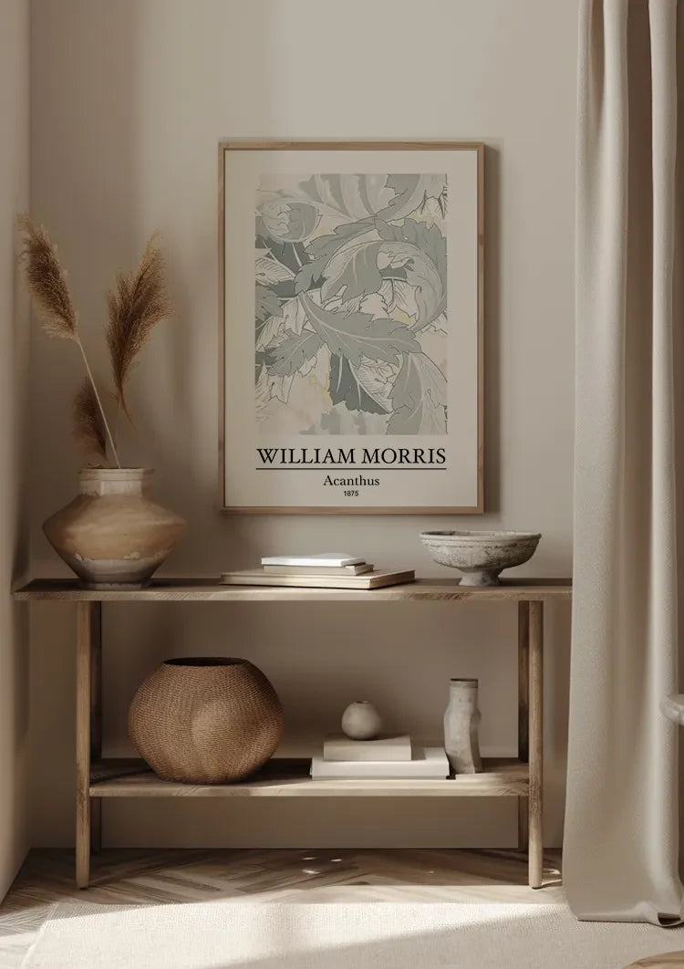 William Morris Acanthus Bladeren Grijs Groen Pasteltinten Botanisch Kunst Schilderij