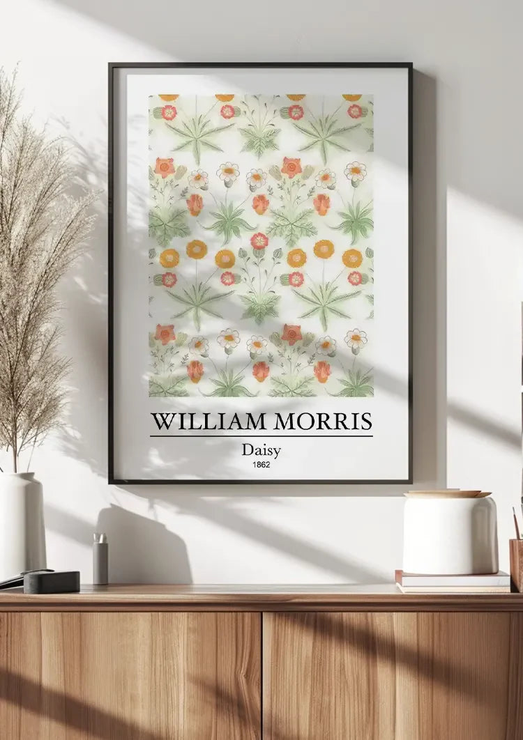 William Morris Daisy Madeliefjes Oranje Groen Symmetrisch Klassiek Kunst Schilderij