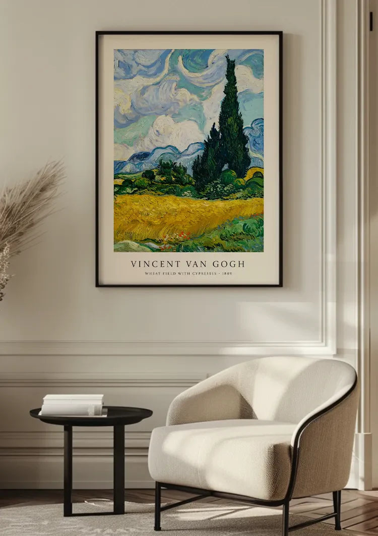 Van Gogh Tarweveld Cipres Gouden Hemel Impressionistisch Schilderij