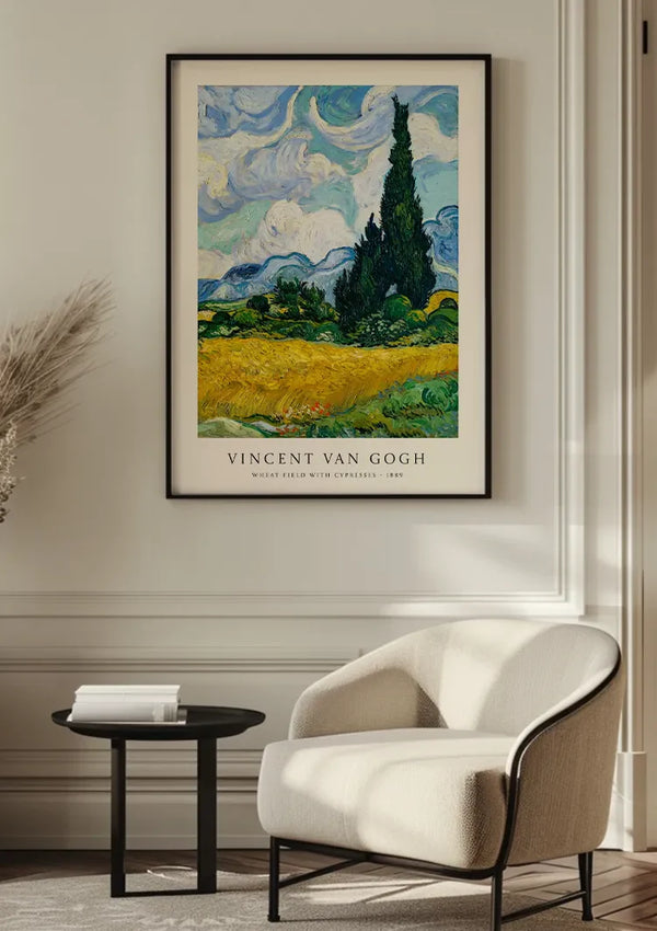 Van Gogh Tarweveld Cipres Gouden Hemel Impressionistisch Schilderij