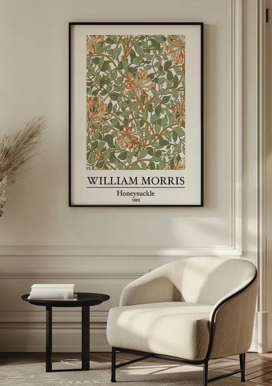 William Morris Honeysuckle Green Orange Floral Pattern Classic Art Painting