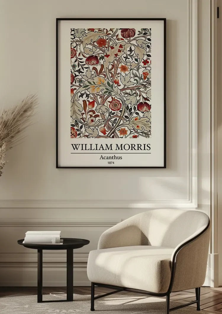 William Morris Acanthus Bladeren Terracotta Rood Botanisch Klassiek Kunst Schilderij