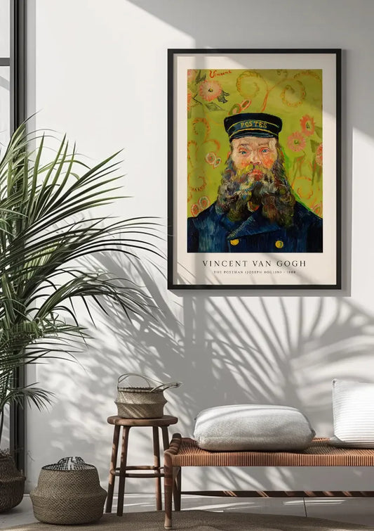 Van Gogh Portret Postbode Baard Blauwe Uniform Impressionisme Canvas Schilderij