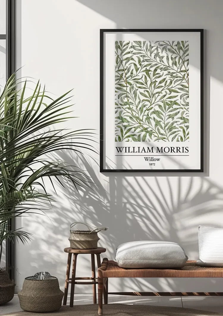 William Morris Weiden Grüne Zweige Blätter Weißes Gemälde