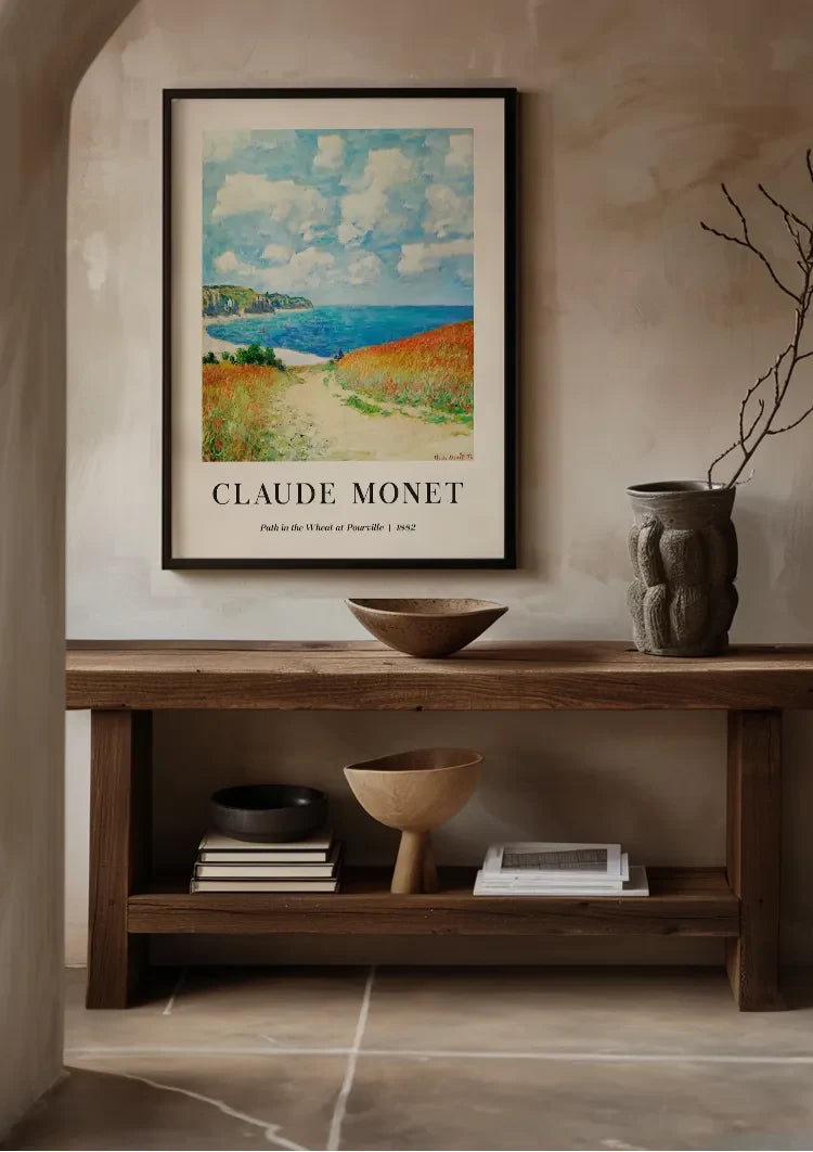 Claude Monet Pad door het Tarweveld bij Pourville Kustlandschap Schilderij