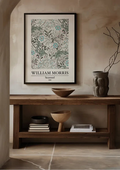 William Morris Seaweed Groen Blauw Botanisch Vloeiend Bloemenpatroon Klassiek Kunst Schilderij