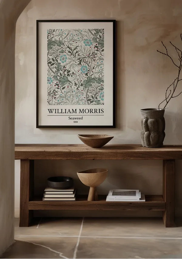 William Morris Seaweed Groen Blauw Botanisch Vloeiend Bloemenpatroon Klassiek Kunst Schilderij