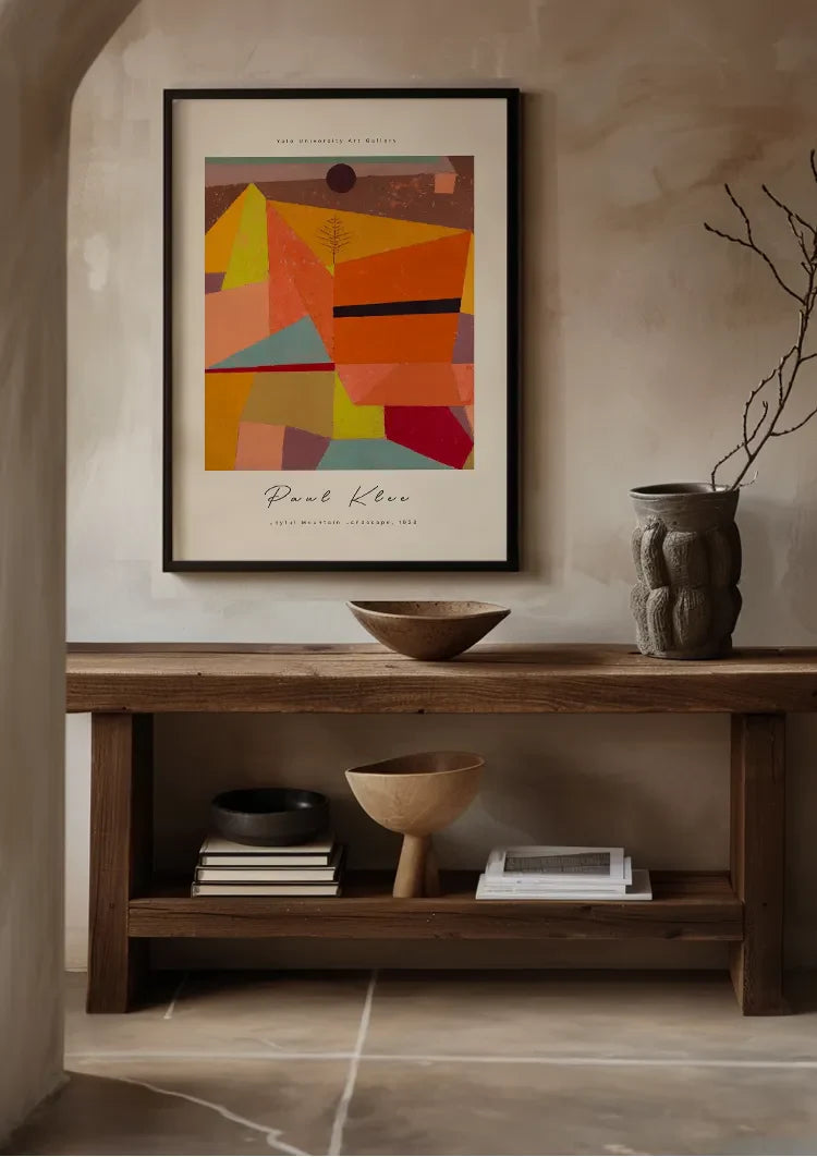 Fröhliche Berglandschaft Paul Klee Orange Gelb Abstraktes Gemälde