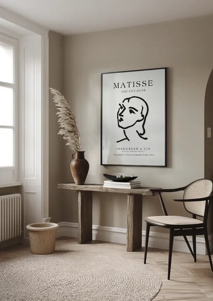 Minimalistische Gesichtsskizze Schwarze Linien Weißer Hintergrund Gemälde