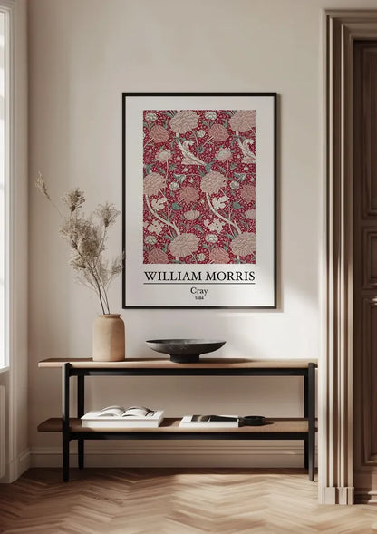 William Morris Cray Rosa Beige Blumen auf Rot Gemälde
