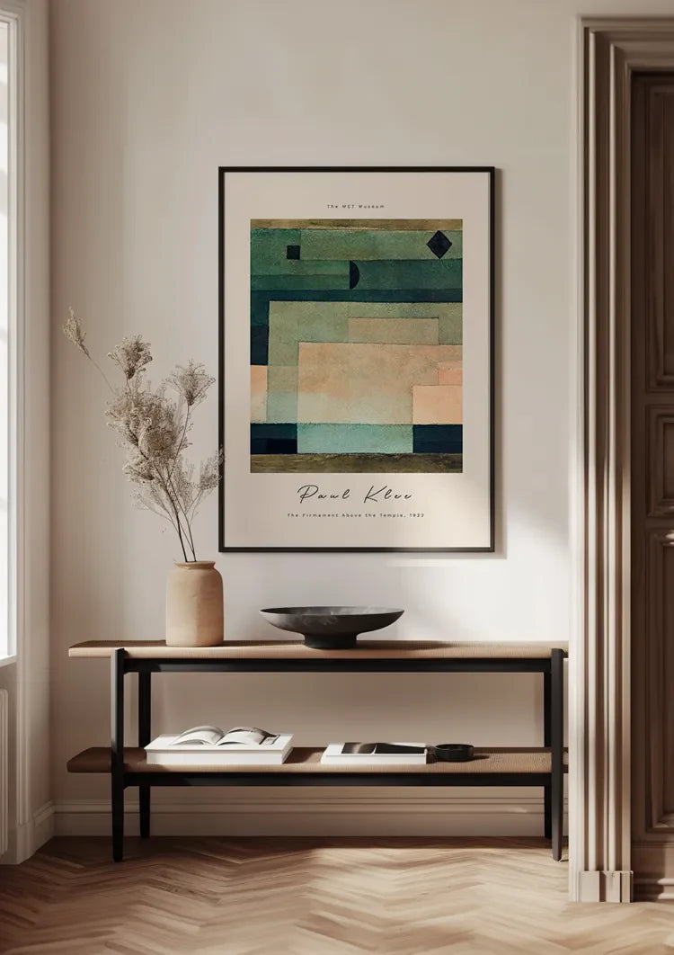 Klee Pfirsichrosa Blöcke Geometrisch Grün Blau Creme Abstraktes Gemälde