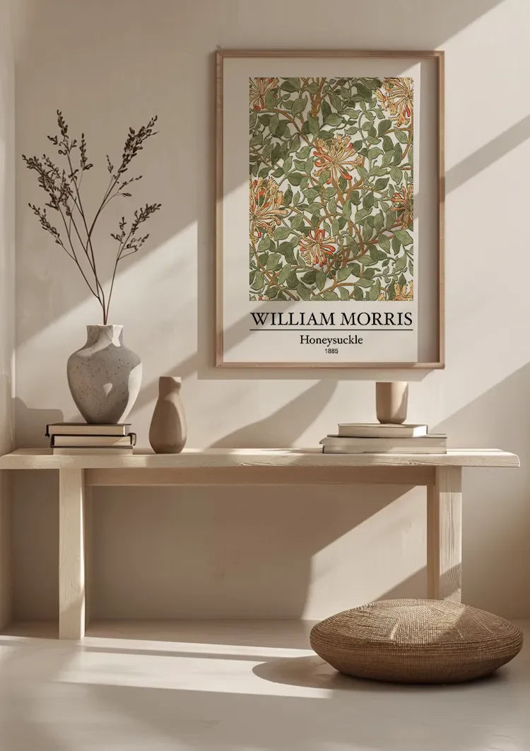 William Morris Geißblatt Botanisches Muster Grüne Blätter Gemälde