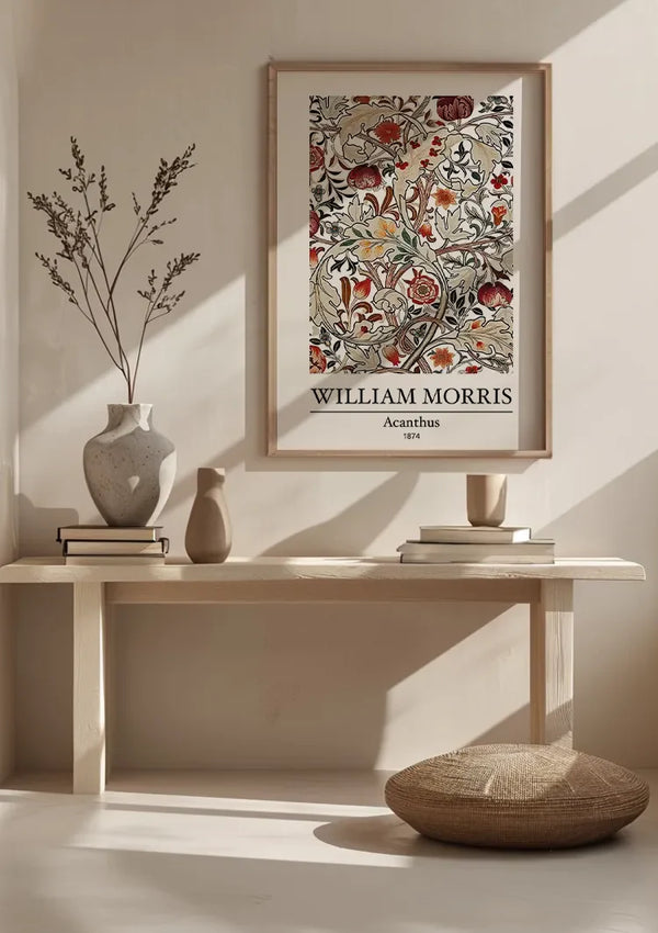 William Morris Acanthus Bladeren Terracotta Rood Botanisch Klassiek Kunst Schilderij