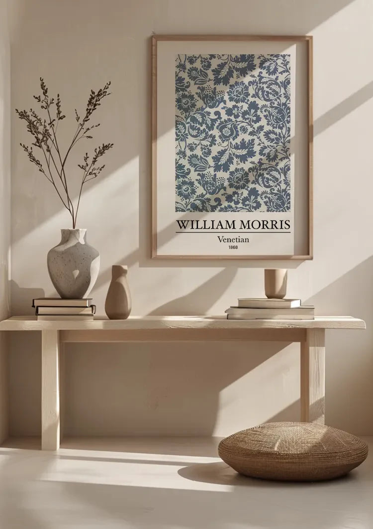 William Morris Venezianisch Blau Weiß Blumenmuster Gemälde