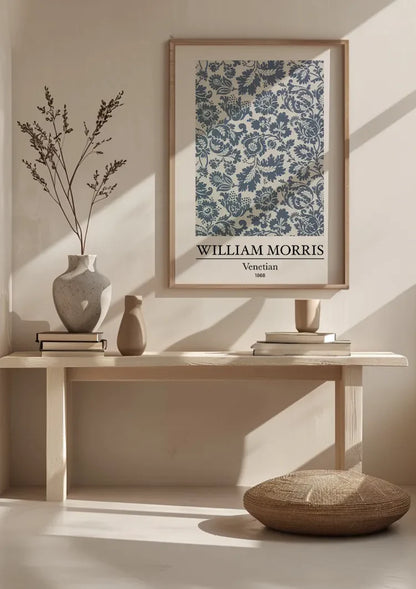 William Morris Venezianisch Blau Weiß Blumenmuster Gemälde