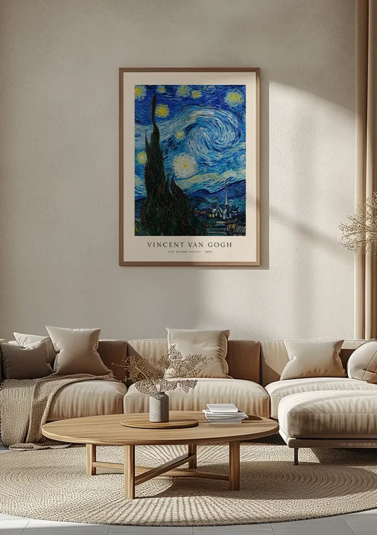 Sterrennacht van Van Gogh canvas schilderij aan de muur in de hal