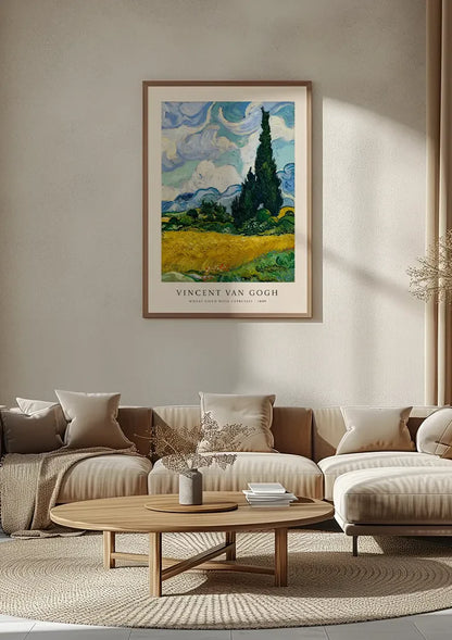 Van Gogh Tarweveld Cipres Gouden Hemel Impressionistisch Schilderij