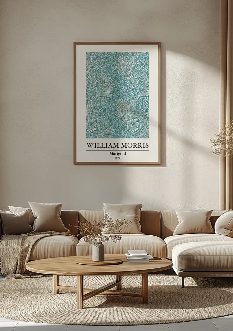William Morris Ringelblume Türkis Blumenmuster Gemälde