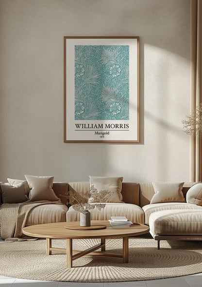 William Morris Ringelblume Türkis Blumenmuster Gemälde