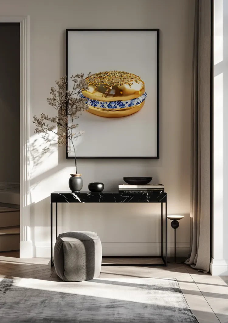 Golden Hamburger Delft Blue Decoration Surreal Painting