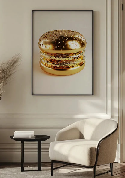 Golden Hamburger Luxury Shiny Gold Digital Art Pop Art Painting
