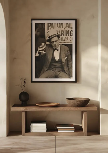 Eleganter Mann mit Cocktail Vintage Sepia Porträt Gemälde