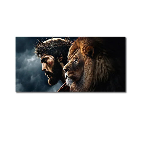 Man with Crown of Thorns and Lion Portrait