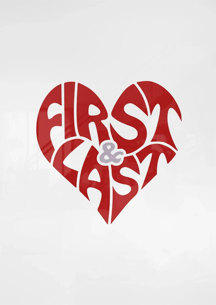 First and Last Rood Hart Typografie Romantisch Liefde Schilderij