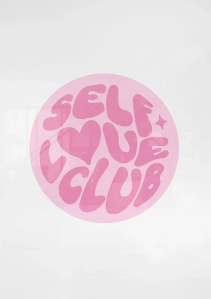 Self Love Club Roze Cirkel Typografie Zelfliefde Vrouwelijk Schilderij