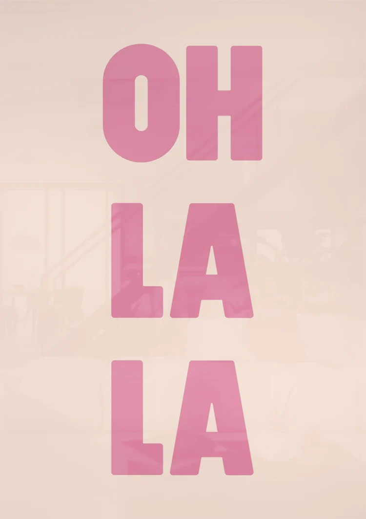Oh La La Pink Typography Beige Background Playful Pop Art Painting