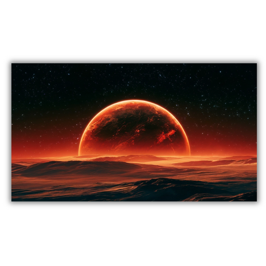 Rode Planeet Horizon met Sterrenhemel – Canvas Wandkunst