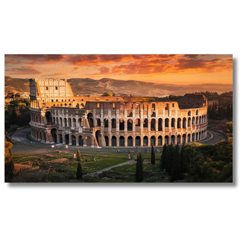 Roman Colosseum at Sunset with Historic Architecture