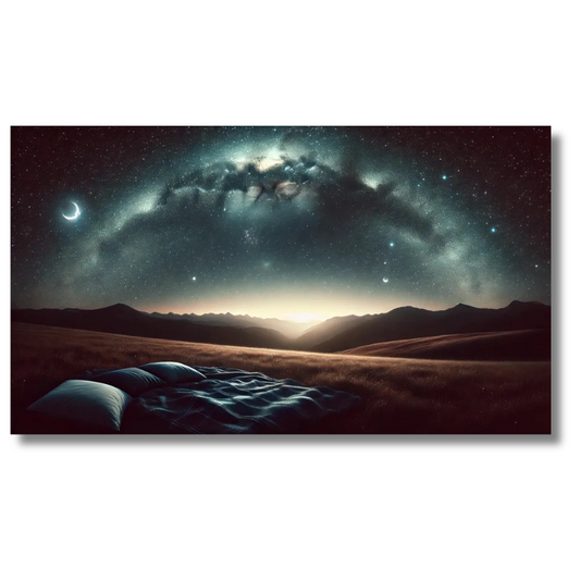 Canvaskunst met nachthemellandschap met sterren en horizon