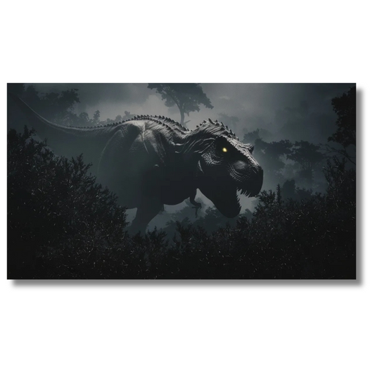 Donkere jungle T-Rex scène – Dinosaurus canvas wanddecoratie
