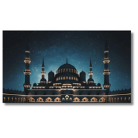 Architectonische koepel 's nachts met minaretten - Canvas wandkunst