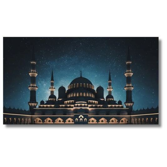 Architectonische koepel 's nachts met minaretten - Canvas wandkunst