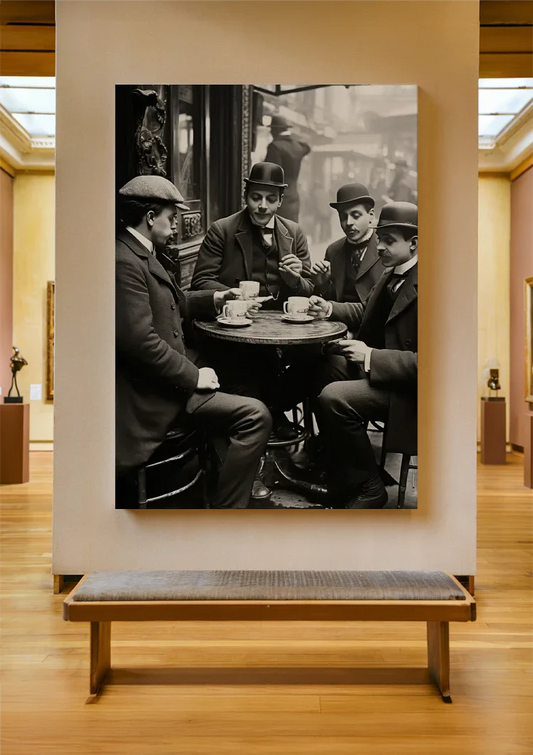 Herren am Cafétisch Leinwandbild an der Wand im Flur