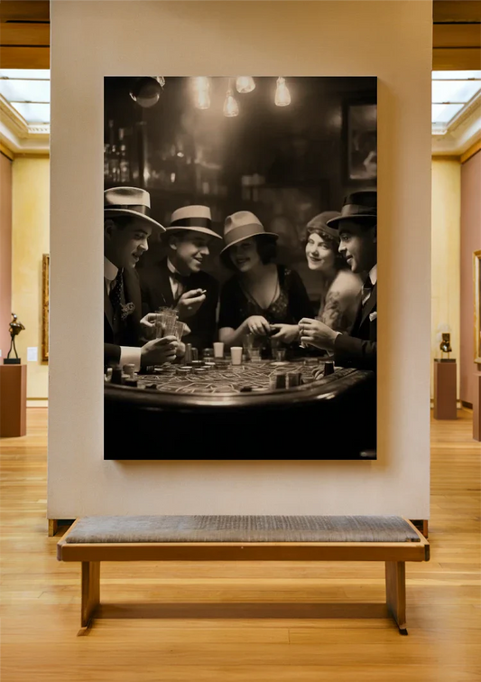 Gesellige Runde am Spieltisch Leinwandbild an der Wand im Flur