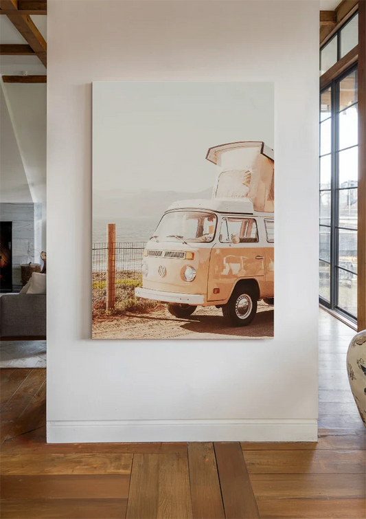 Vintage Campingbus Leinwandbild an der Wand im Flur