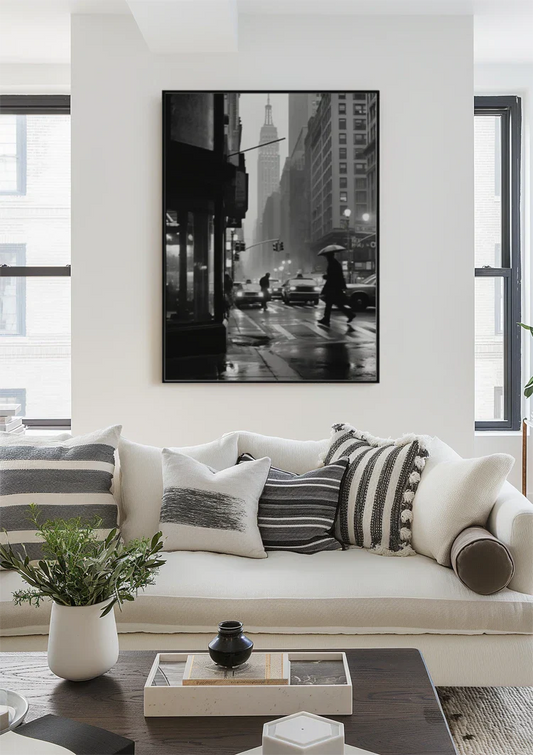 Regenachtige Dag in New York met Empire State Building Canvas Schilderij
