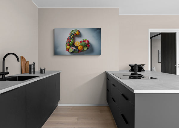 Healthy Food Muscle Shape with Fruits and Vegetables