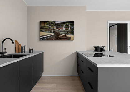 Japanse tuin met katana op tatami - Canvas wandkunst
