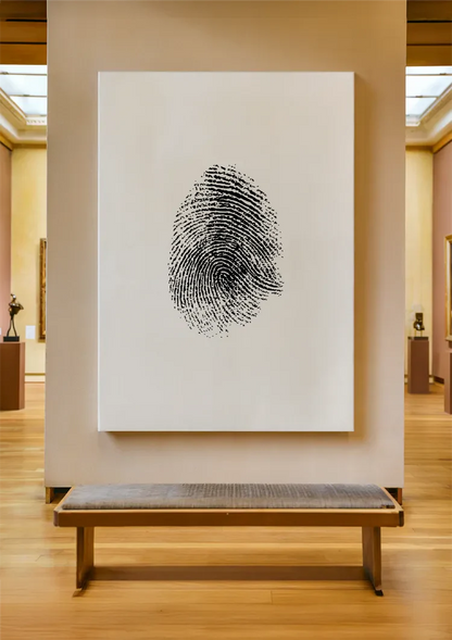 Schwarzer Fingerabdruck Minimalistisch Weiß Modern Abstraktes Gemälde