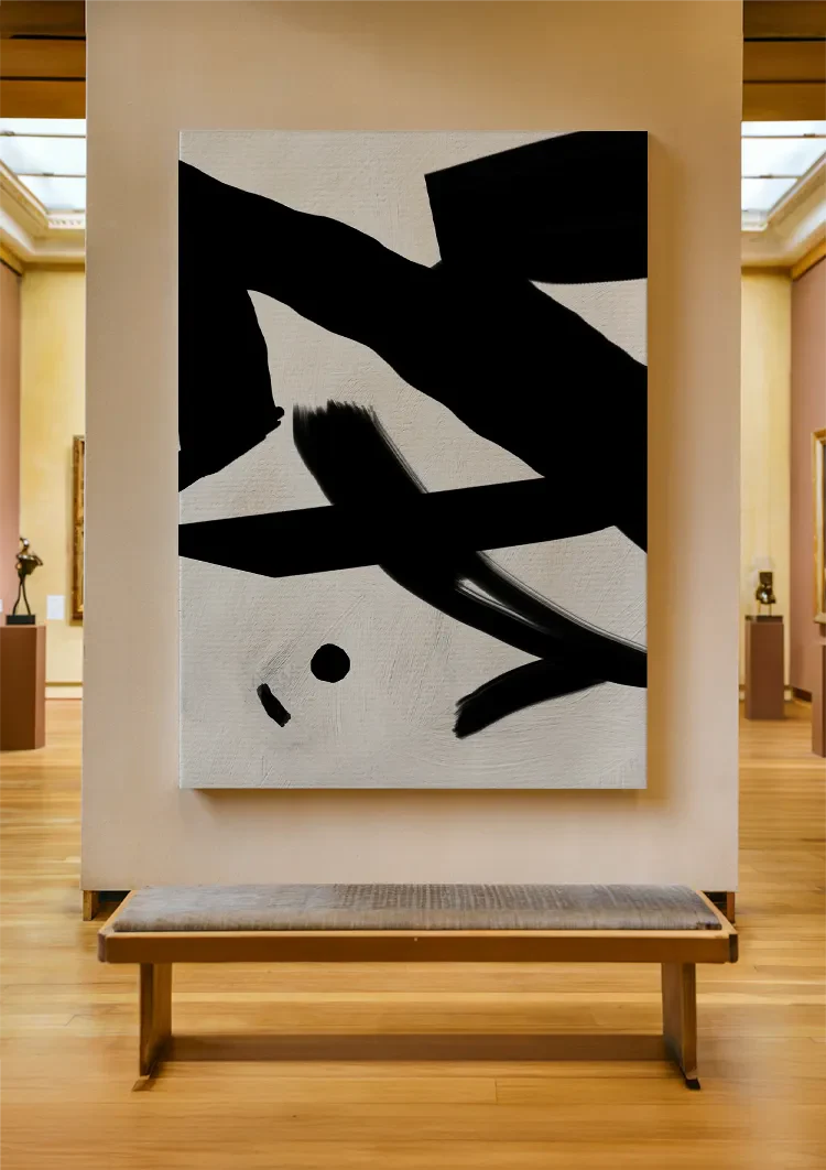 Schwarz-weißes abstraktes, modernes Bild mit Kreuzstreifen