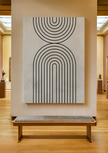Schwarze Bogenformen Strichzeichnung Geometrisch Minimalistisch Abstrakt Gemälde