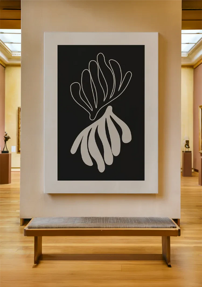 Abstract Coral Shape Black White Filled Shapes Graphic Painting