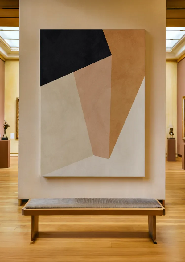 Geometrisch Abstract Aardtinten Driehoeken Minimalistische Kunst Schilderij
