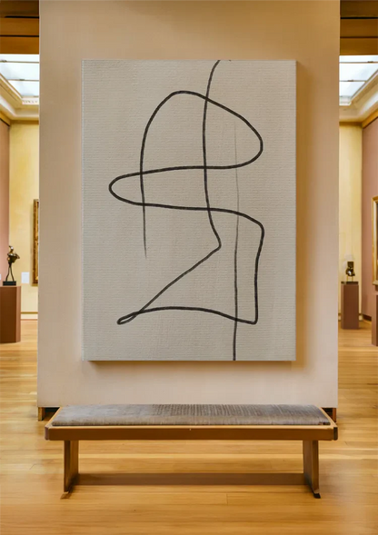Fließende Linienkunst Abstrakt Beige Hintergrund Minimalistisches Gemälde