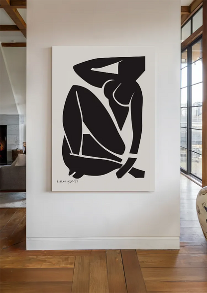 Matisse Vrouwelijk Silhouet Zwart Wit Vet Expressief Kunst Schilderij